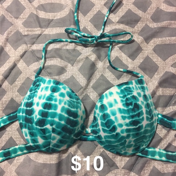 PINK Victoria's Secret Other - Medium VS Pink Teal and White Bikini Top